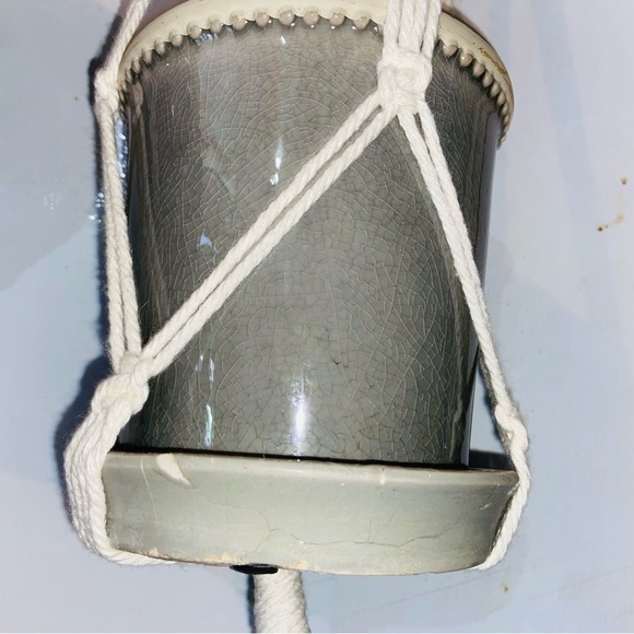 🪴Like New-2 Cream Macrame Pot/Plant Hangers-& 2 One Of A Kind Pottery Planters - Picture 10 of 16